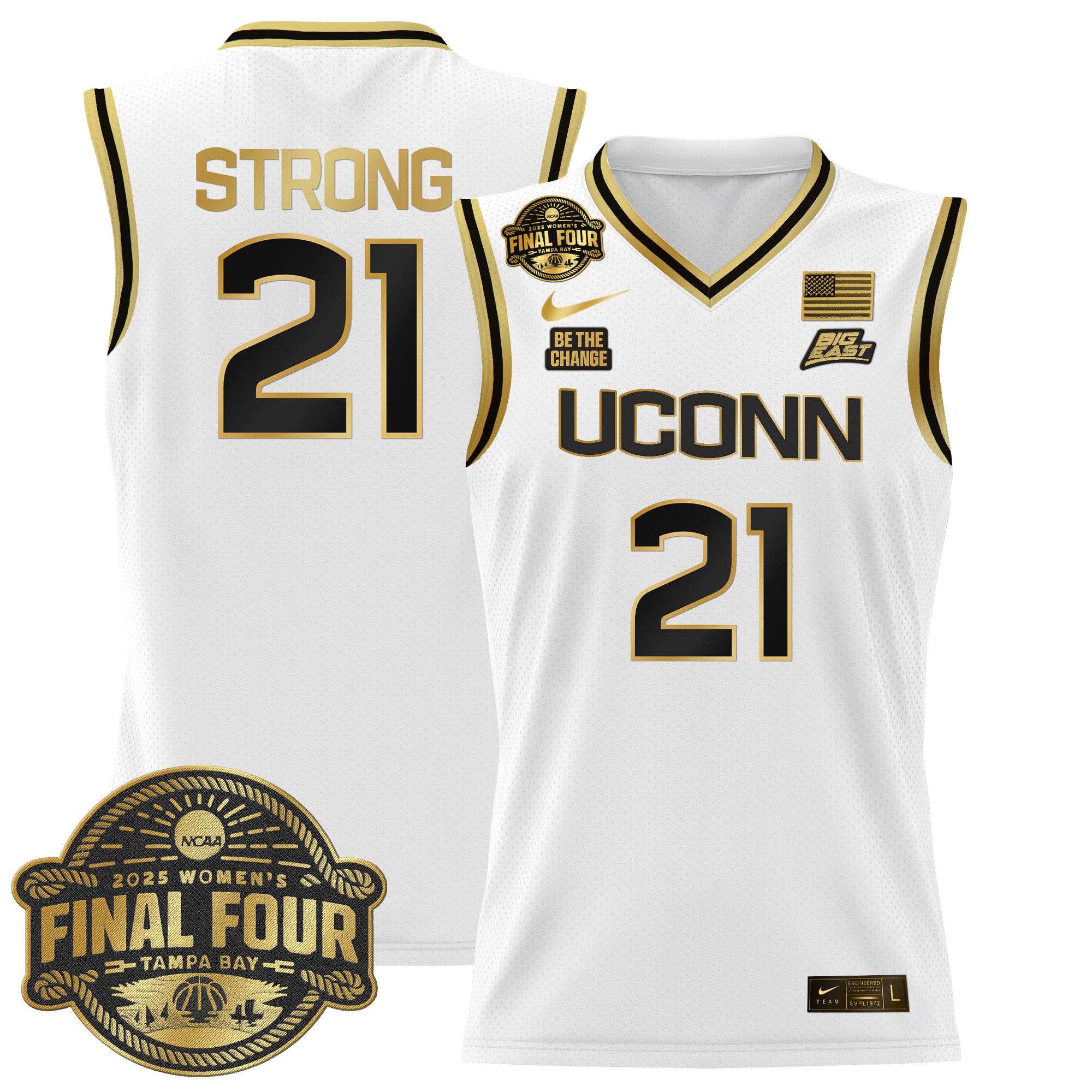 Men UConn Huskies #21 Strong White Nike 2025 Big Eat Final Four Patch Lightweight Basketball NCAA Jerseys